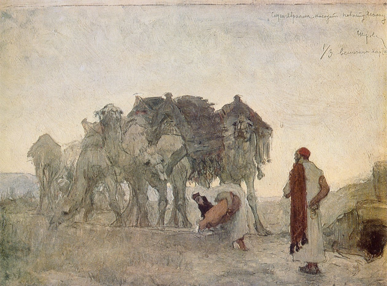 Abrahamin palvelija löytää Iisakista morsiamen, Rebekka od Valentin Aleksandrovich Serov
