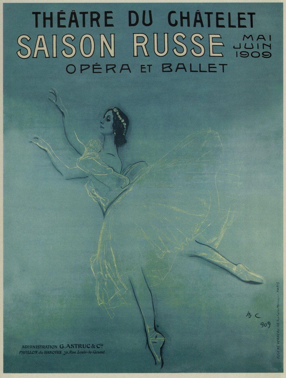 Reklamní plakát pro baletku Annu Pavlovou v baletu Les sylphides F. Chopina, 1909 od Valentin Aleksandrovich Serov