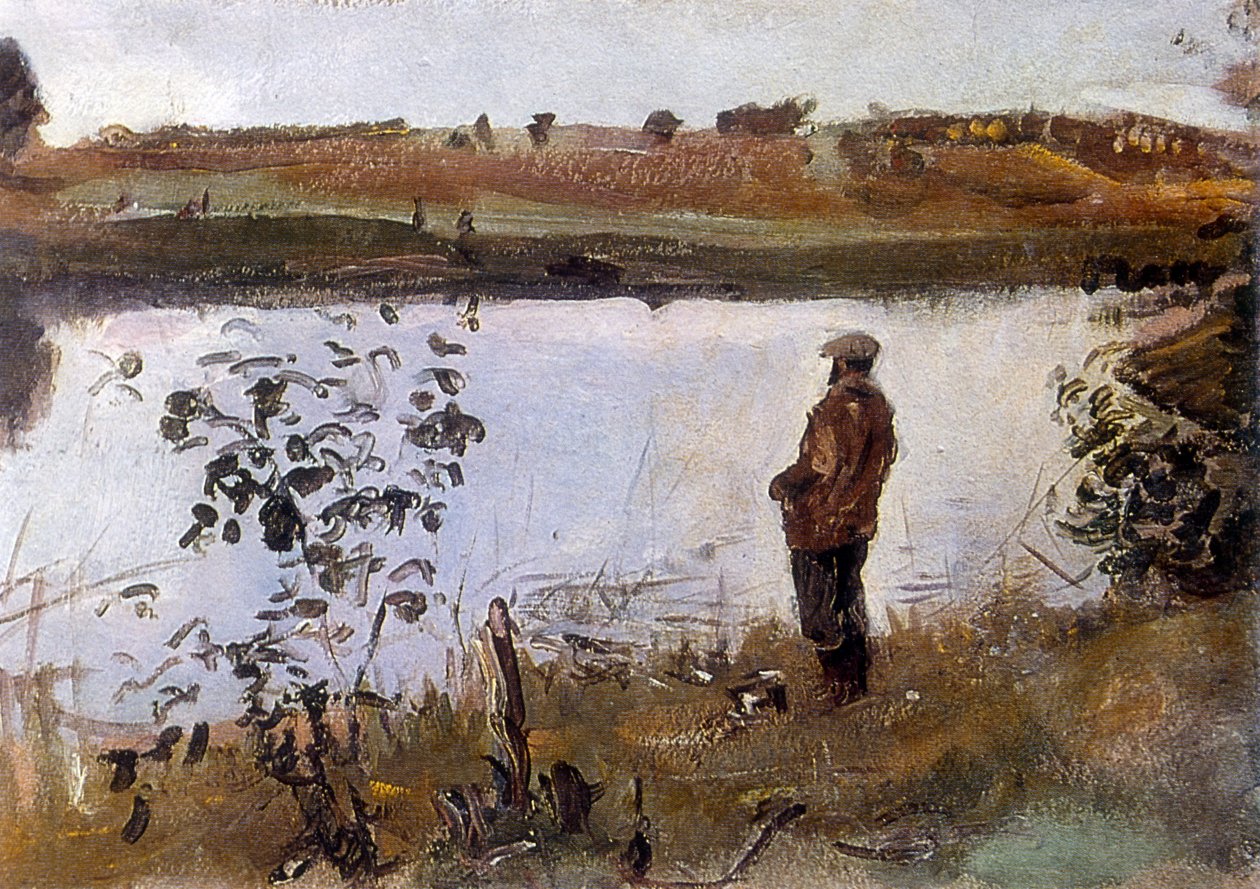 Umělec Konstantin Korovin na břehu řeky od Valentin Aleksandrovich Serov