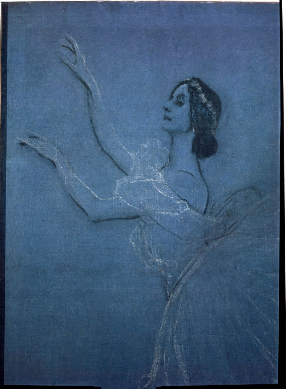 Balerína Anna Pavlova (1882-1931) v baletu "Sylphides" od Frederica Chopina (1810-1849) (detail). Dílo Valentina Alexandroviče Serova (1865-1911), tempera a křída na plátně od Valentin Aleksandrovich Serov