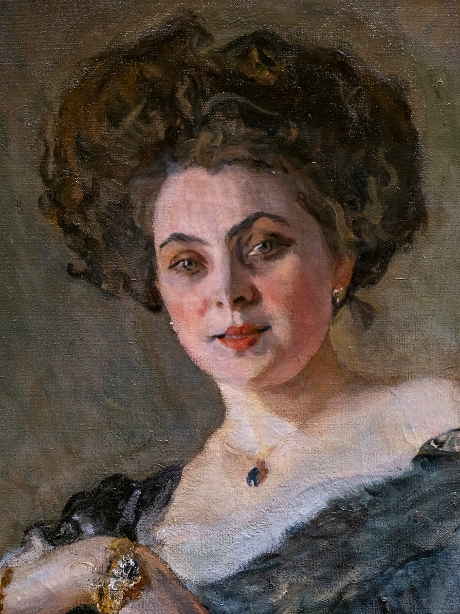 Portrét Evdokia Sergeevna Morozova (detail) od Valentin Aleksandrovich Serov