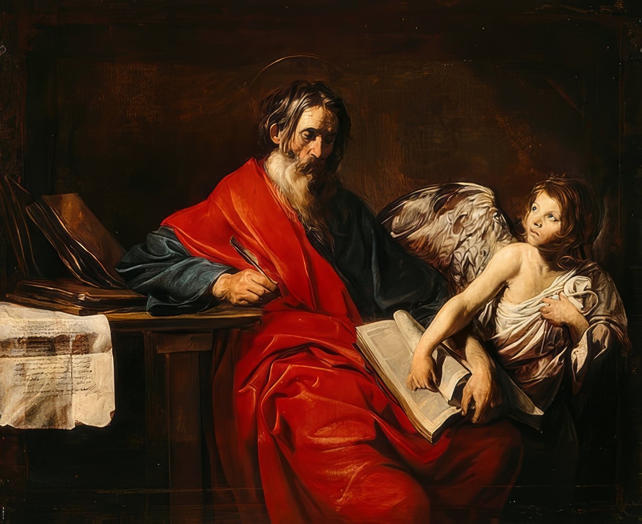 Matouš evangelista. Kolem roku 1625 od Valentin de Boullogne