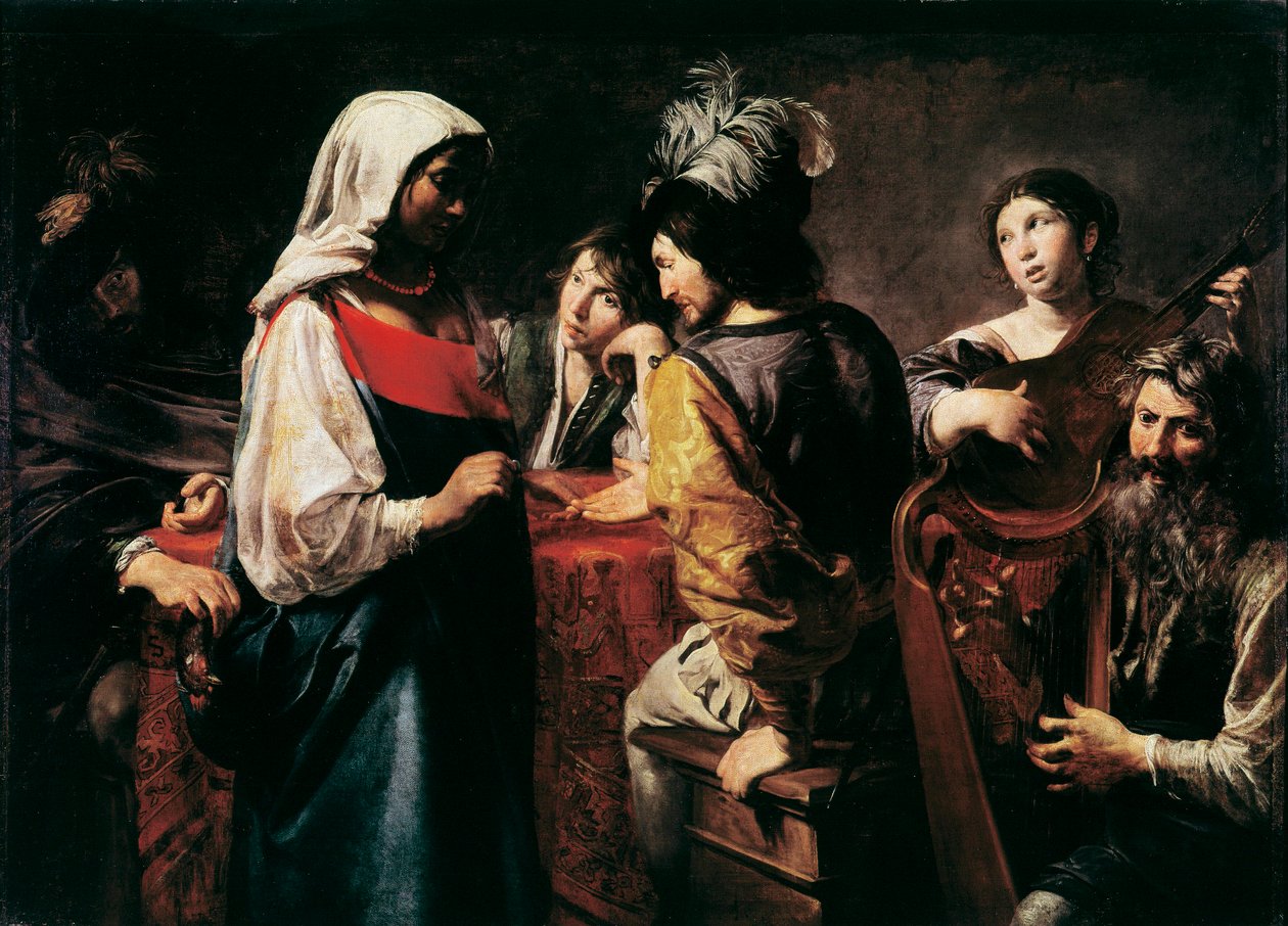 Obraz Věštkyně od Jeana Valentina de Boulogne (1594-1632) Rozměr 125 x 175 cm Paříž, Muzeum Louvre od Valentin de Boulogne
