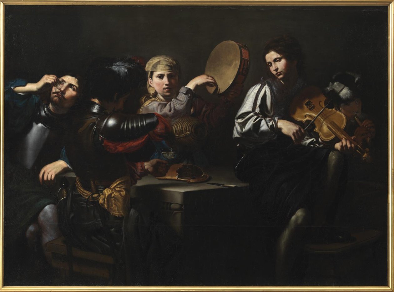 Hudebníci a vojáci od Valentin de Boulogne