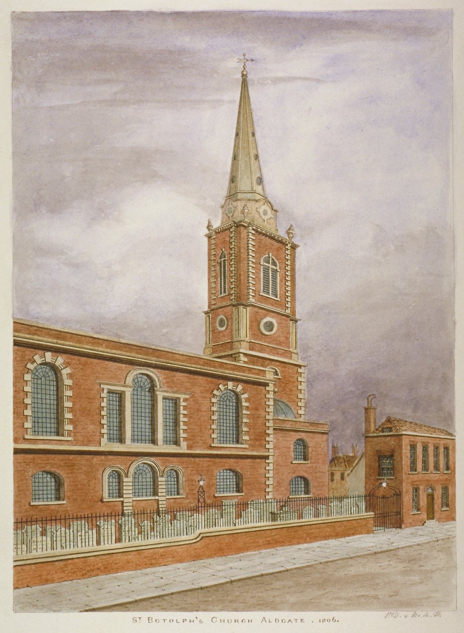 Kostel svatého Botolpha, Aldgate, City of London, 1806 od Valentine Davis