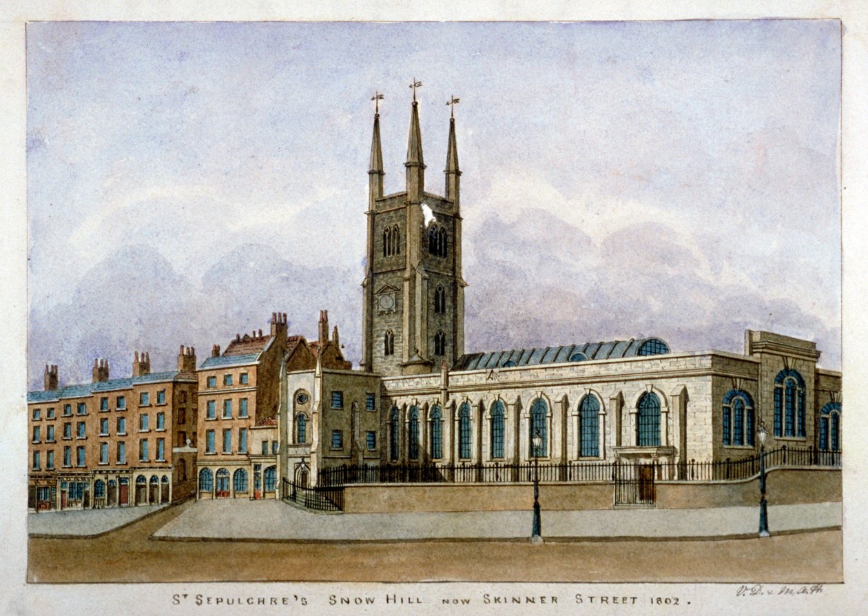 Church of St Sepulchre, Snow Hill, City of London, 1802 od Valentine Davis