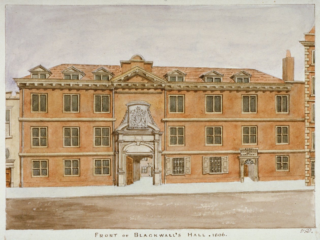 Čelní pohled na Blackwell Hall, City of London, 1806 od Valentine Davis