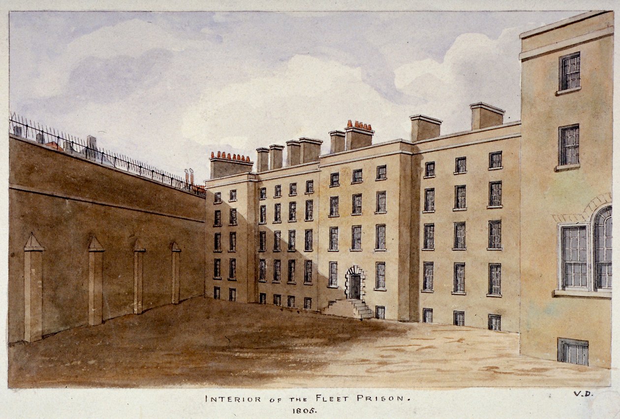 Vnitřní nádvoří Fleet Prison, City of London, 1805 od Valentine Davis