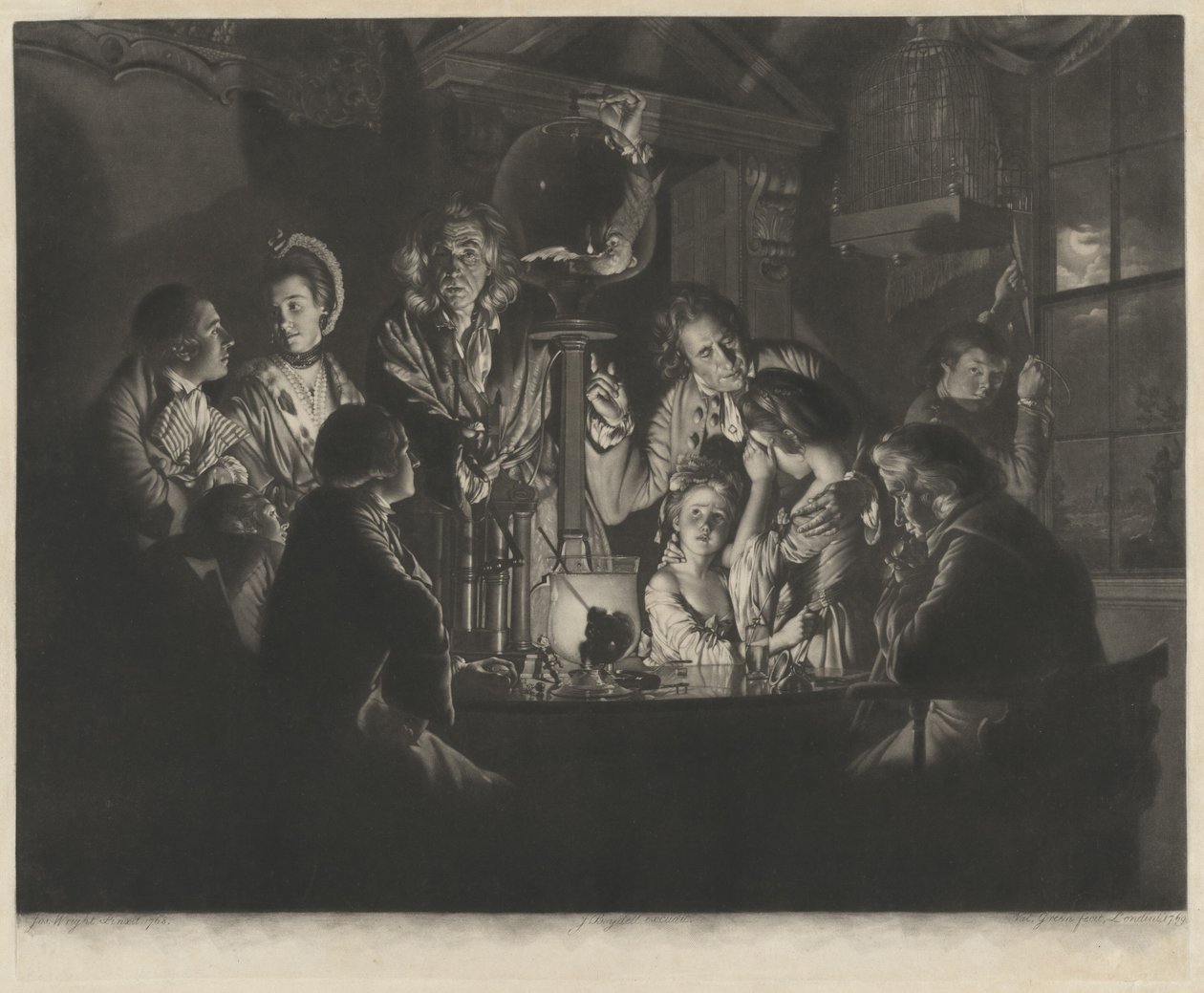 Filozof předvádějící experiment se vzduchovým čerpadlem, 1769. od Valentine Green