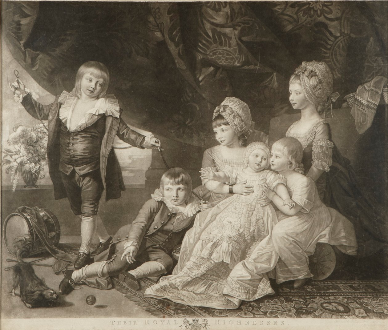 Princezna Augusta, princezna Alžběta, princ Ernest, princ Augustus, princ Adolphus a princezna Mary od Valentine Green