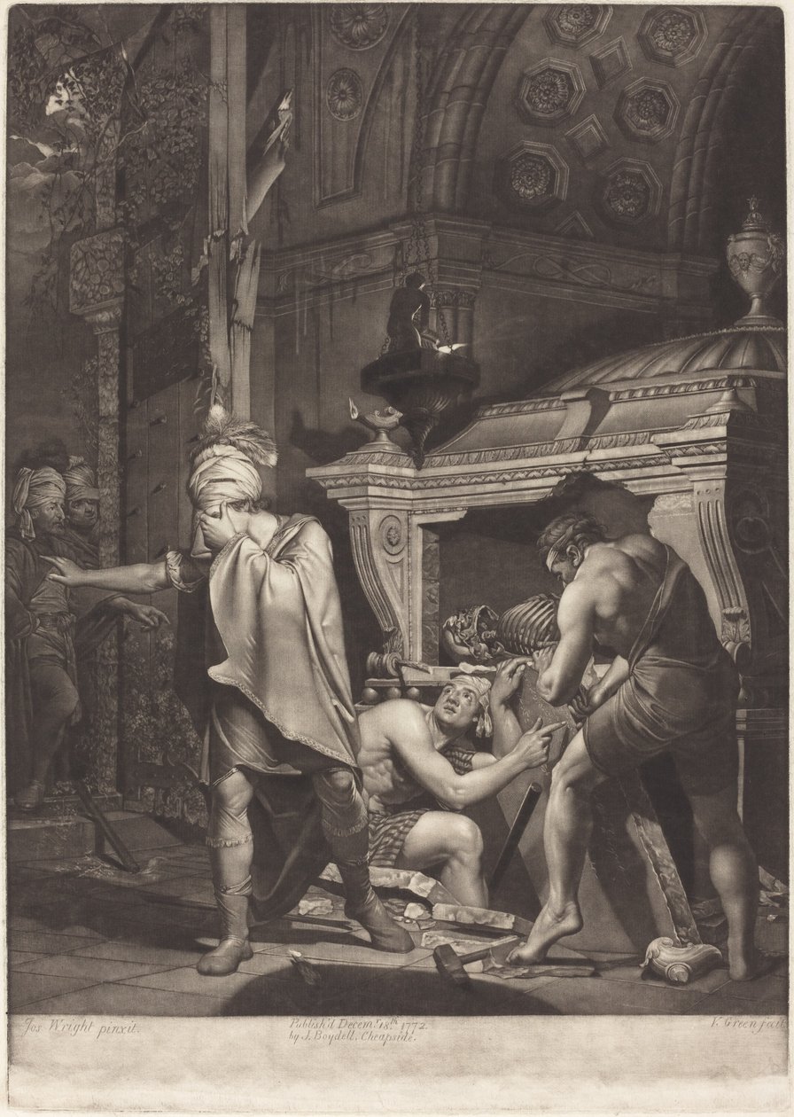 Miravan otevírá hrobku svých předků od Valentine Green after Joseph Wright