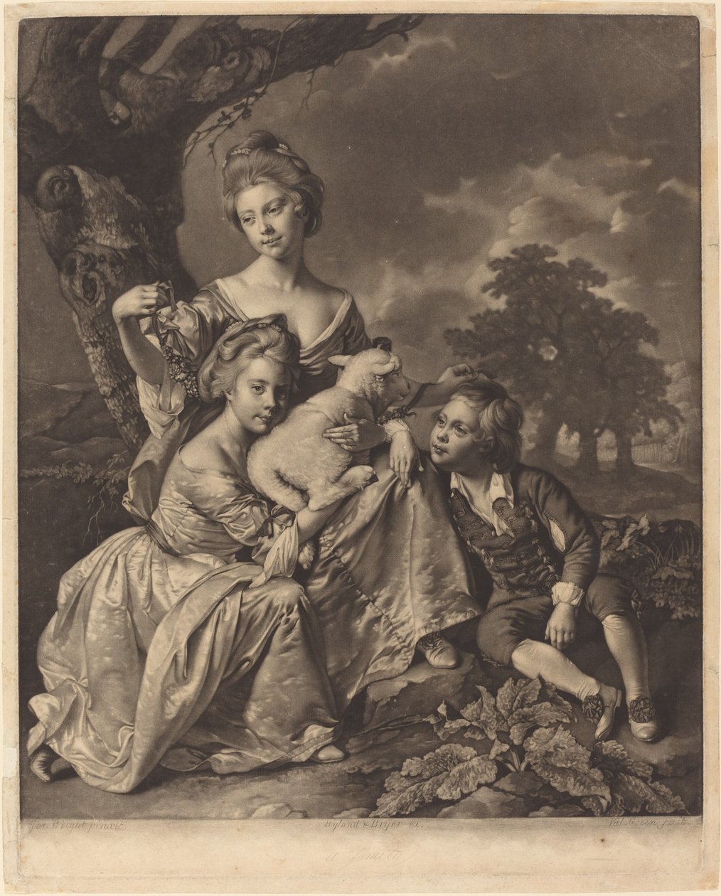The Wright Family (The Bradshaw Children) od Valentine Green after Joseph Wright