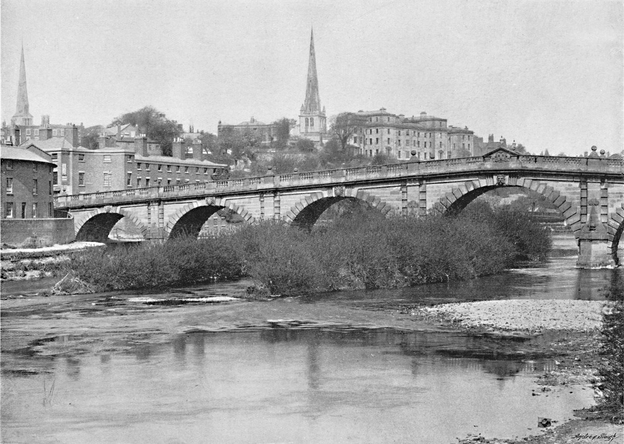 Anglický most, Shrewsbury, c1896 od Valentine and Sons Ltd