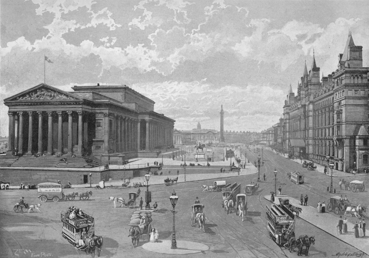 Liverpool: St. Georges Hall a Lime Street, c1896 od Valentine and Sons Ltd