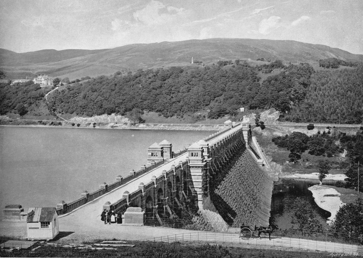 Přehrada, jezero Vyrnwy, c1896 od Valentine and Sons Ltd