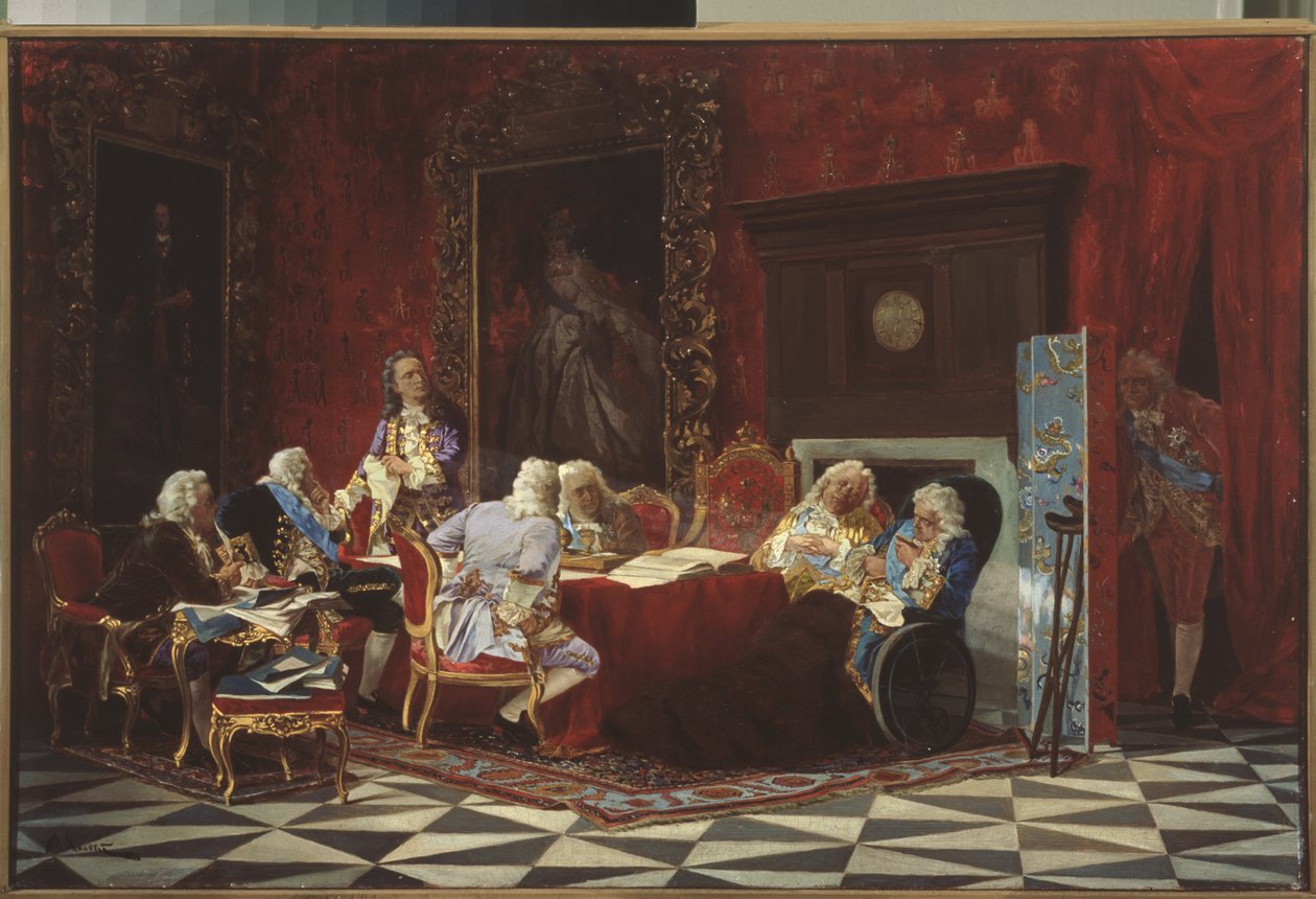 Artemy Volynsky na zasedání ruské vlády, 1875 od Valeri Ivanovich Jacobi
