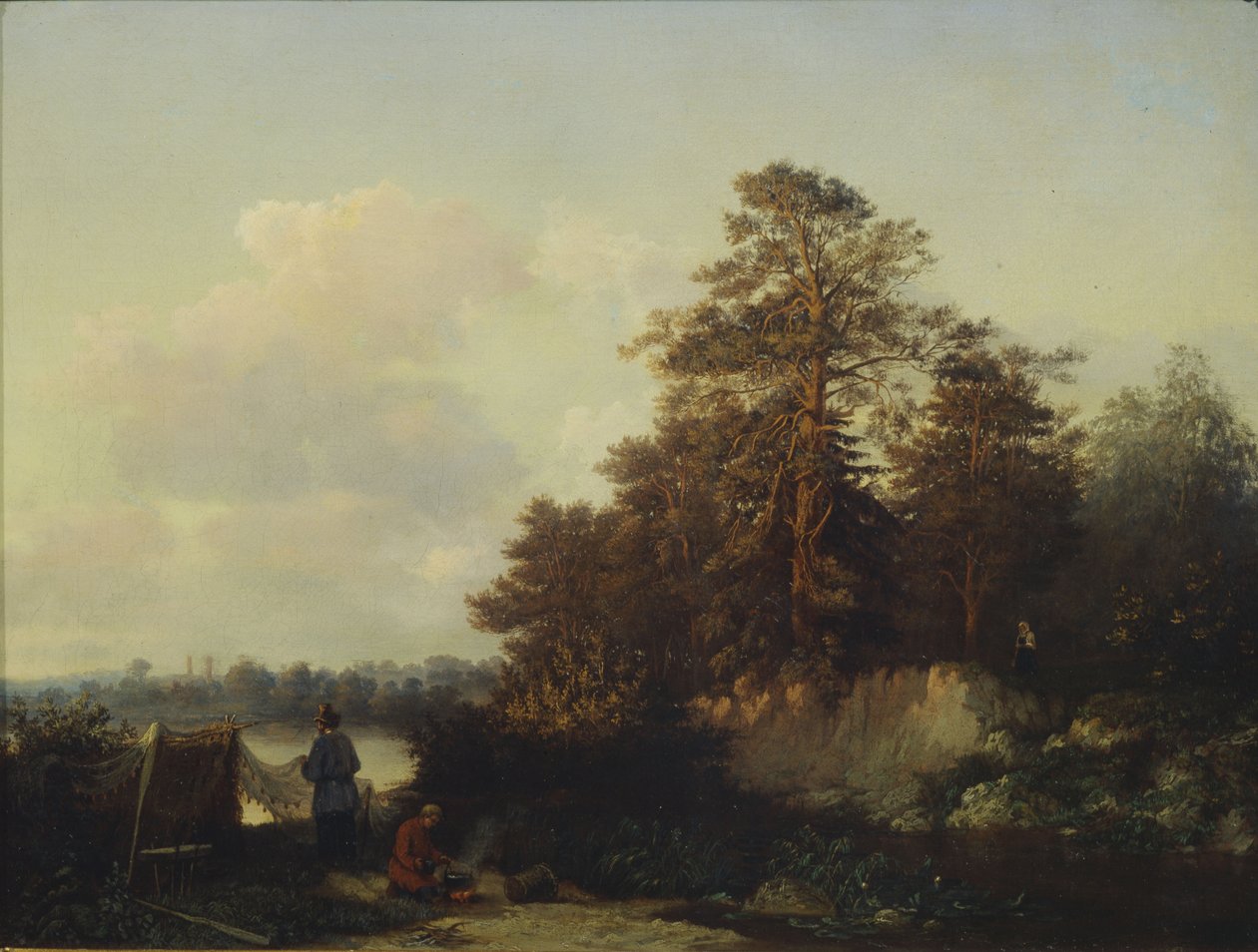 Krajina s rybáři, 1852 od Valerian Konstantinovich Kamenev