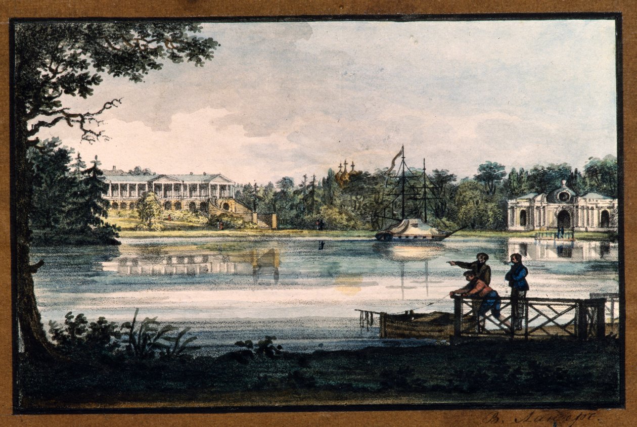 ""Galerie Cameron v paláci Kateřiny v Carském Selu"" od Valeriana Platonoviče Langera (1799-1870), litografie, akvarel, cca 1820, Státní skanzen Carskoje Selo, Petrohrad od Valerian Platonovich Langer