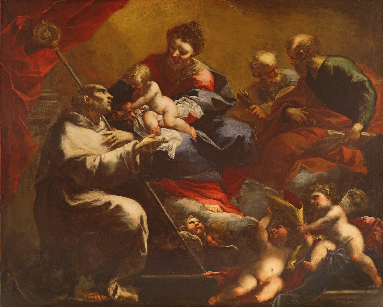 Madonna a dítě s SS. Petra a Pavla zjevení svatému Brunovi od Valerio Castello