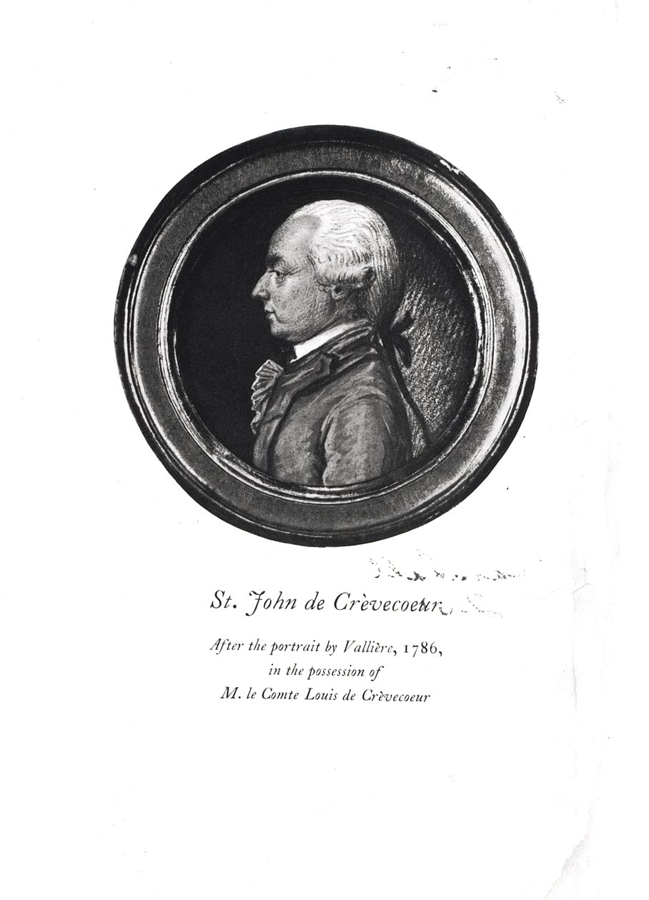 Michel-Guillaume-Jean de Crevecoeur (1735-1813) frontispis jeho „Sketches of 18th Century America“ od Valliere