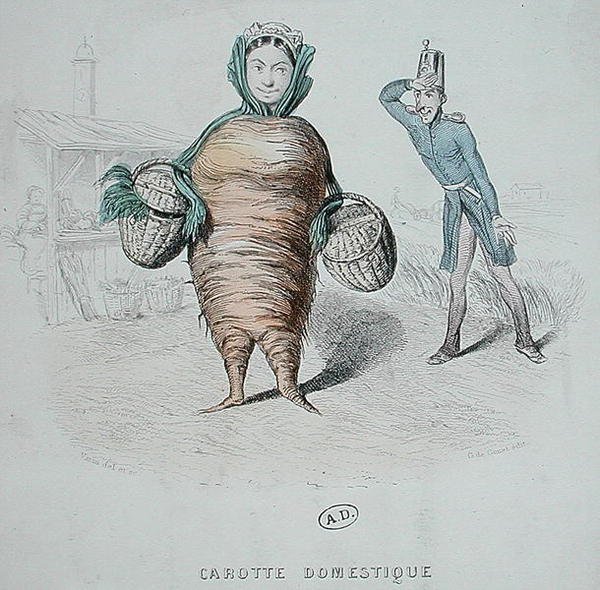Karikatura sluha jako mrkev (barva lito) od Varin Varin