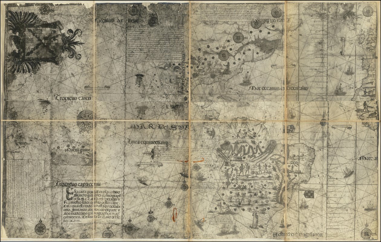 Mapa západní polokoule z roku 1551, Sancho Gutiérrez od Various