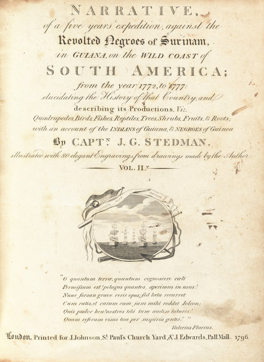 Příběh pětileté expedice proti vzbouřeným černochům ze Surinamu v Guyaně na Divokém pobřeží Jižní Ameriky (svazek II) od Various Artists, including William Blake, after John Gabriel Stedman