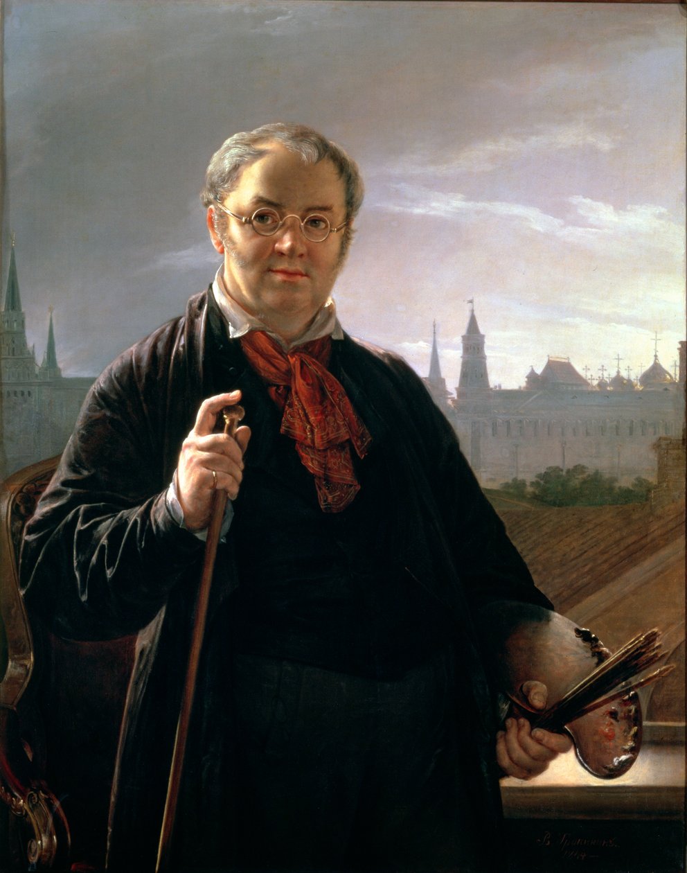 Autoportrét proti oknu s výhledem na Kreml, 1846 od Vasili Andreevich Tropinin
