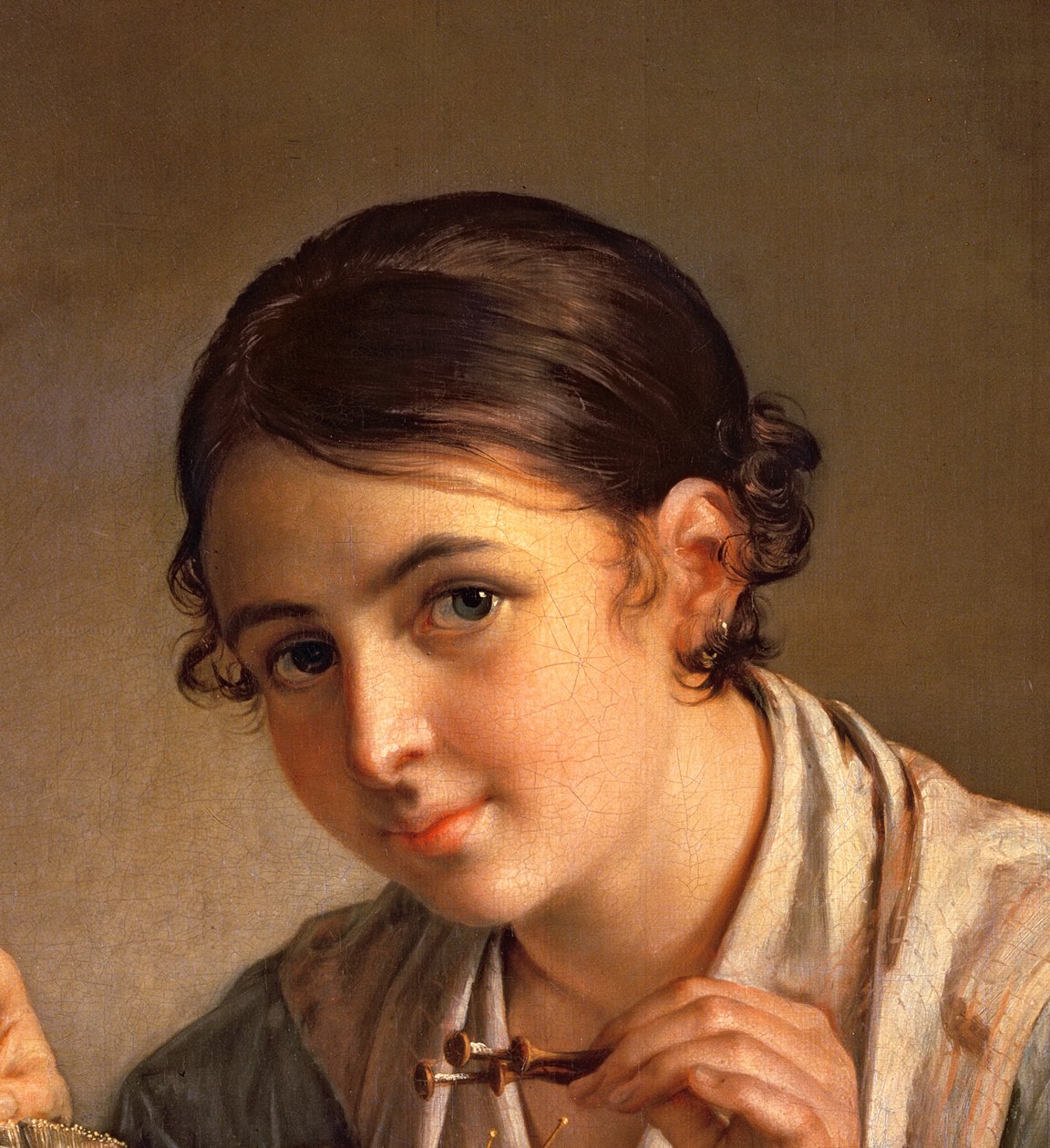 Krajkářka, 1823 (detail 41740) od Vasili Andreevich Tropinin
