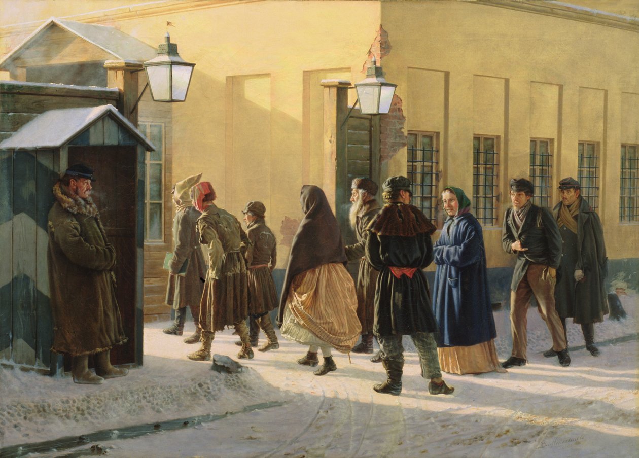 Pouliční scéna, mimo vězení, 1868 od Vasili Georgievich Malyschev
