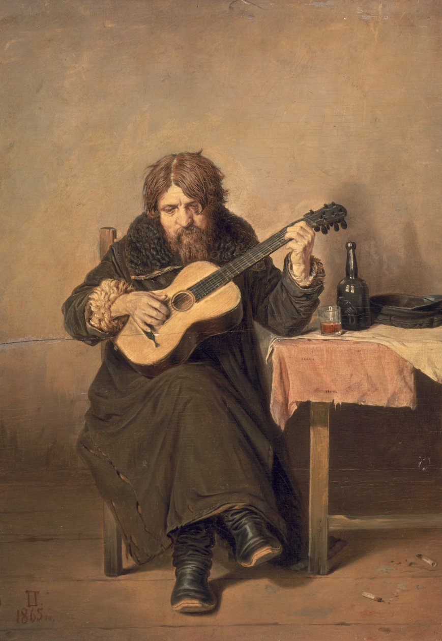 Ovdovělý kytarista, 1865 od Vasili Grigorevich Perov