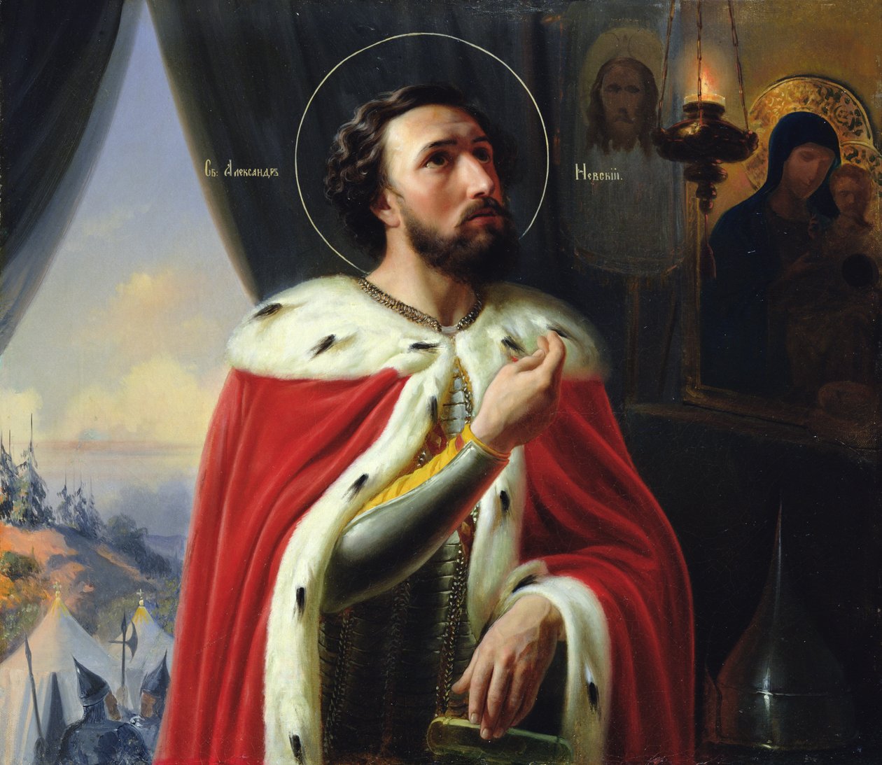 Alexandr Něvský, vévoda z Novgorodu, velkovévoda z Vladimíra od Vasili Kuzmich Shebuev