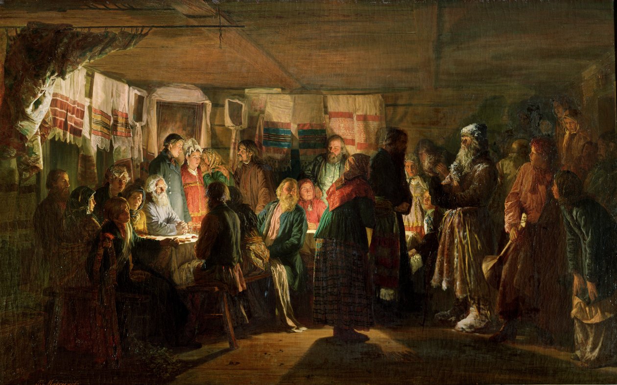 Návštěva čaroděje na selské svatbě, 1875 od Vasili Maksimovich Maksimov