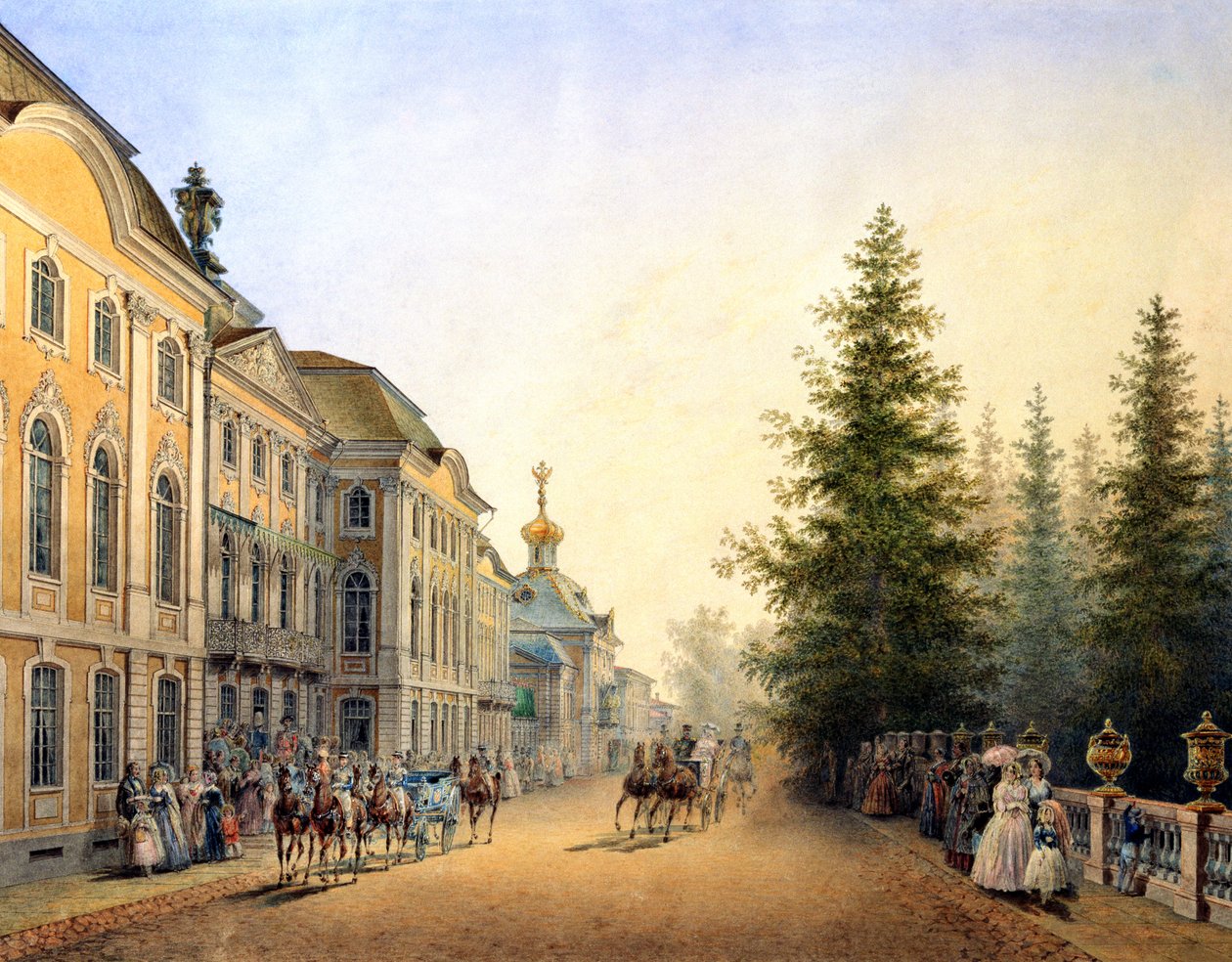 Soudní odjezd u hlavního vchodu do Velkého paláce, 1852 od Vasili Semenovich Sadovnikov