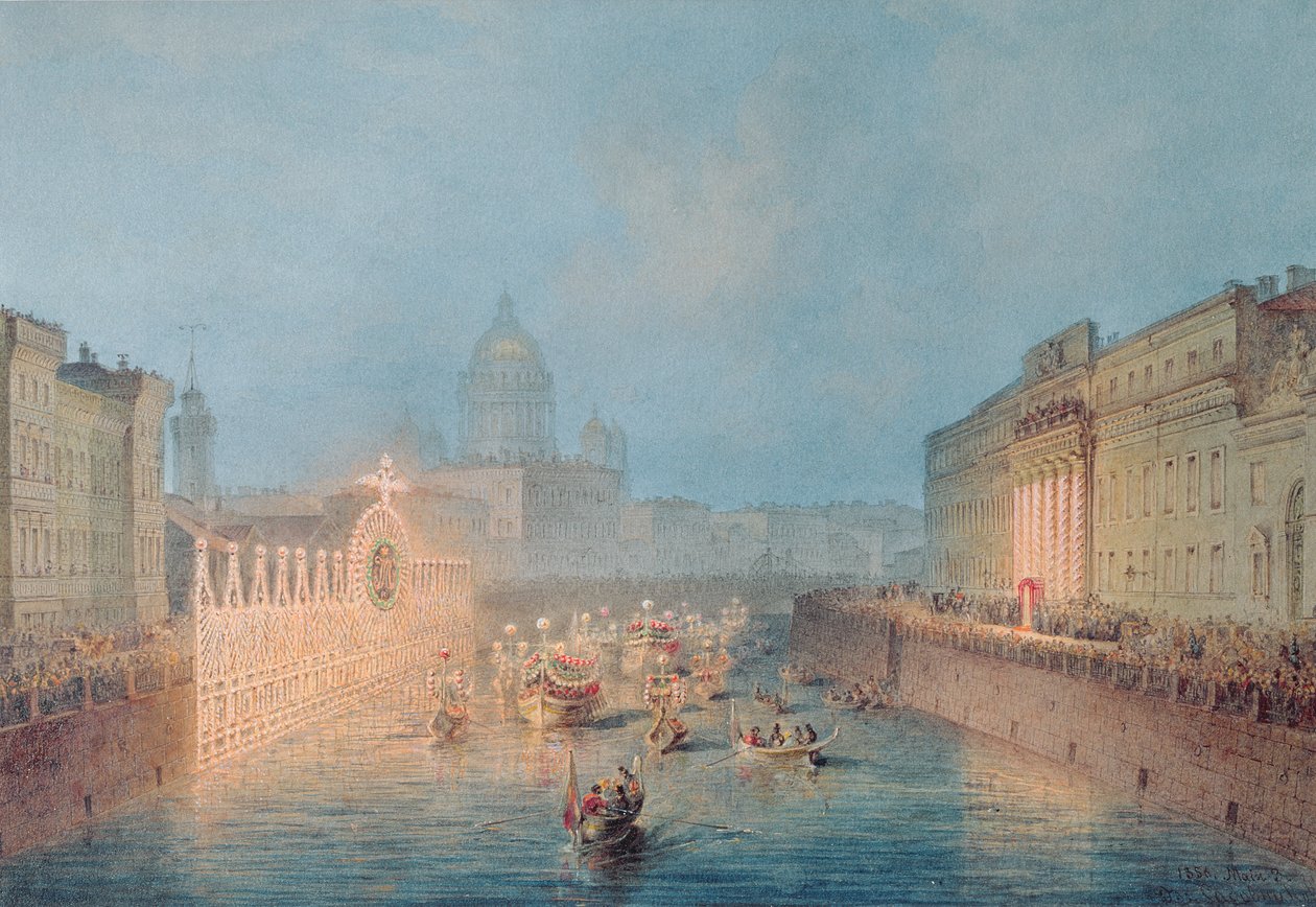 Iluminace na Moyce v Petrohradě, 1856 od Vasili Semenovich Sadovnikov