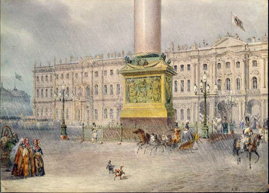 Palácové náměstí v Petrohradě, 30. léta 19. století od Vasili Semenovich Sadovnikov