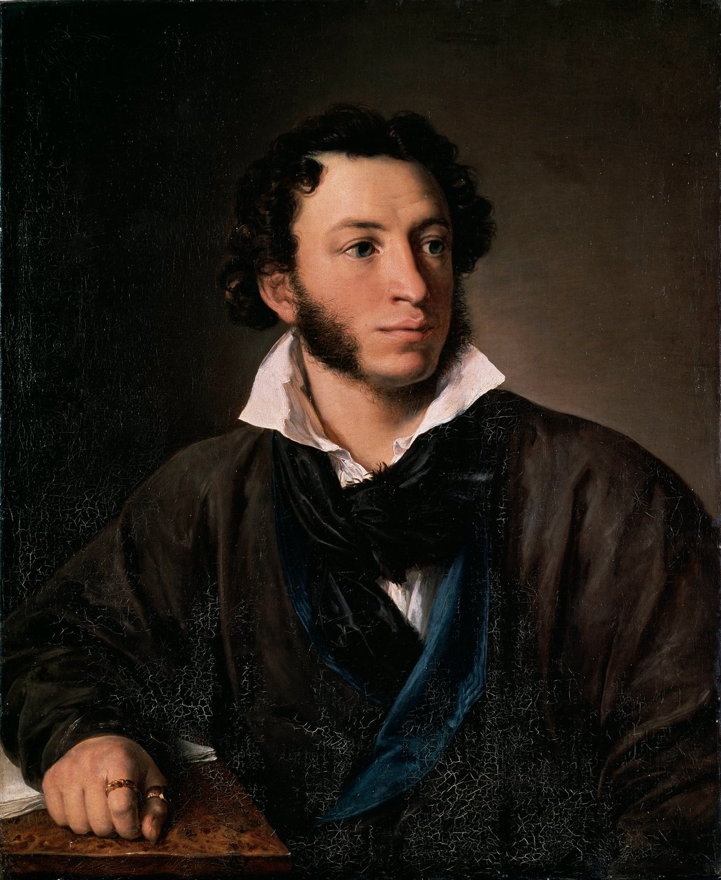 Portrét autora Alexandra Puškina (Portrét autora Alexandra Puškina) - obraz Vasilije Andrejeviče Tropinina (Vassili Tropinina) (1776-1857), olej na plátně od Vasili Andreevich Tropinin