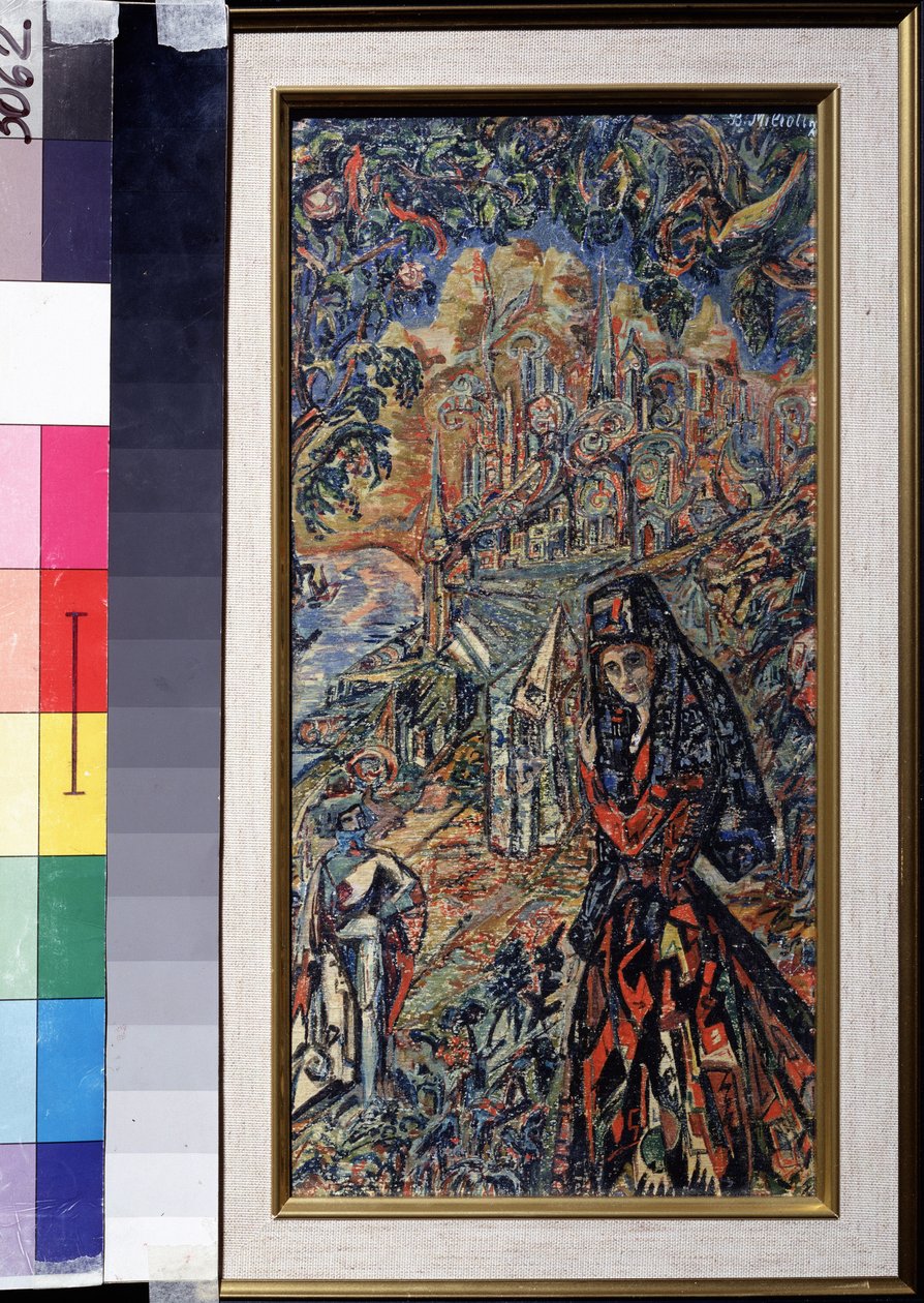 Sapfó (asi 630-580 př.nl) - dílo Vasilije Dmitrieviče Milliotiho (1875-1943), akvarel, kvaš a inkoust na papíře od Vasili Dmitrievich Millioti