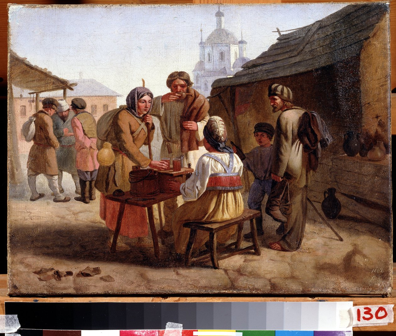 ""Cestující prodejce kvasu"" Kwas (nebo kwass) je nápoj podobný pivu, populární v Rusku a ve východních zemích. Obraz Vasilije Jefimoviče (1839-?) 1862 Státní muzeum umění Čuvašské republiky, Čeboksary od Vasili Efimovich Kallistov