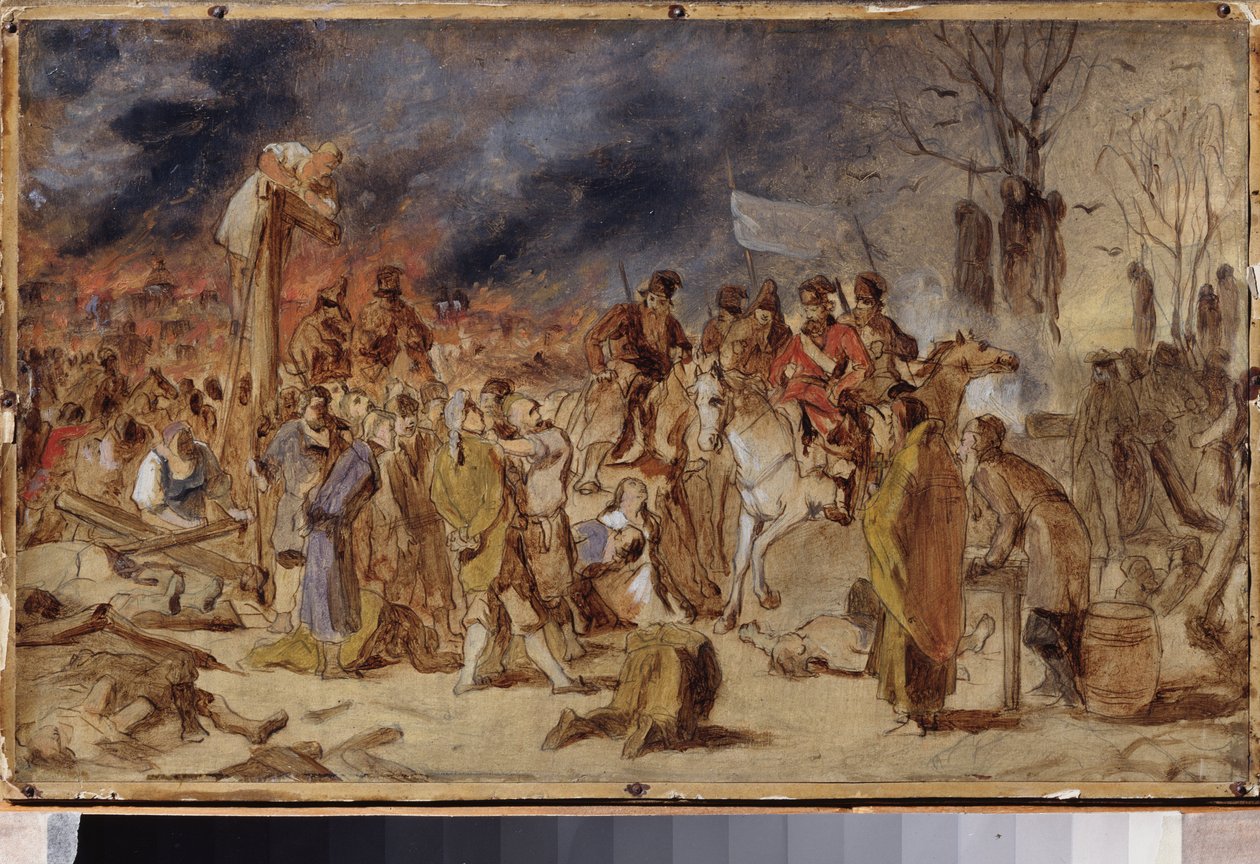 Pugačevova vzpoura v roce 1773. (Ruská rolnická válka od Vasili Grigorevich Perov