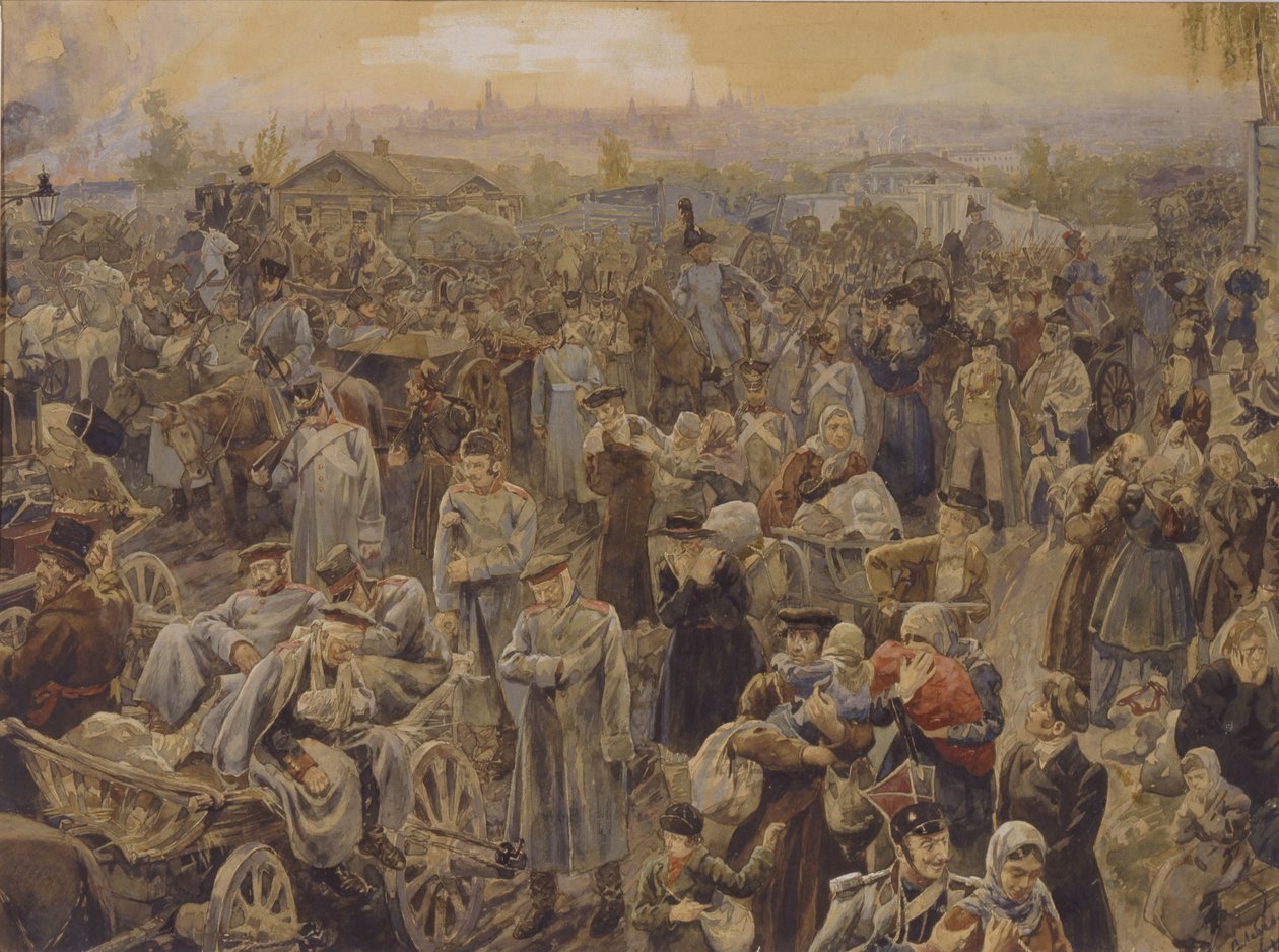 Stažení ruských vojsk z Moskvy v roce 1812, 1907 od Vasili Petrovich Lebedev