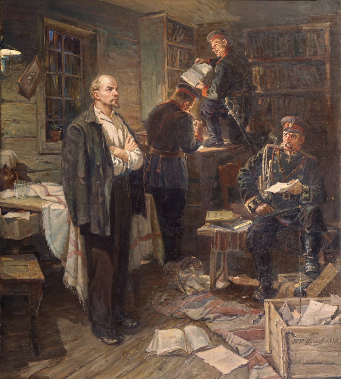 Hledání v bytě Lenina v Shushenskoye, 1958 od Vasili Romanovich Volkov