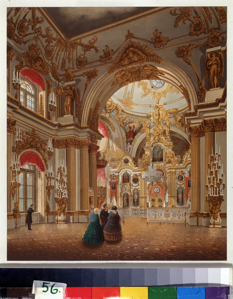 Velká kaple Zimního paláce v Petrohradu. Dílo Vasilije Semjonoviče Sadovnikova (1800-1879), akvarel na papíře. Ruské umění 19. století. A. Pushkin Memorial Museum, Petrohrad. od Vasili Semenovich Sadovnikov