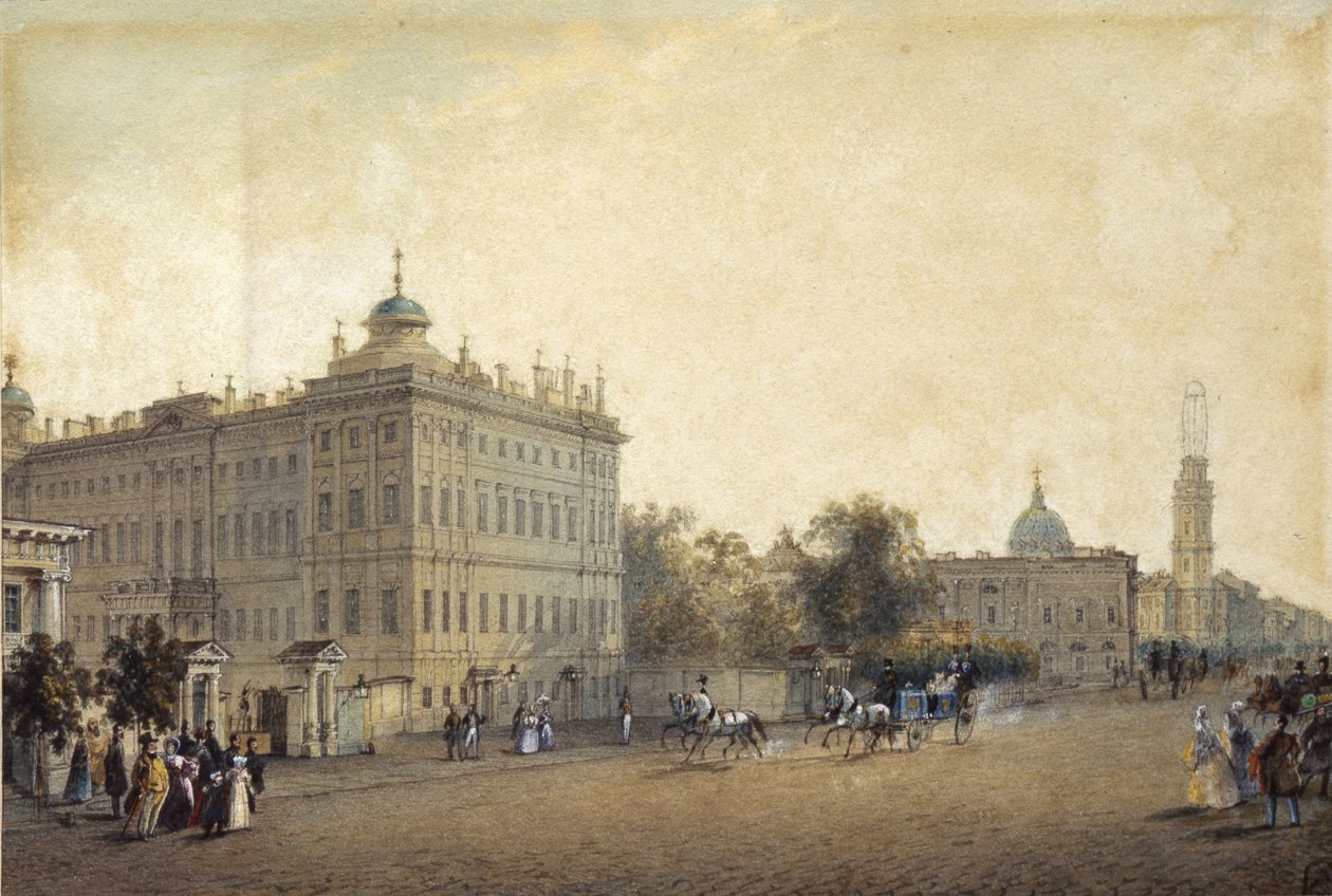 Petrohrad. Aničkovský palác, 30. léta 19. století od Vasili Semenovich Sadovnikov