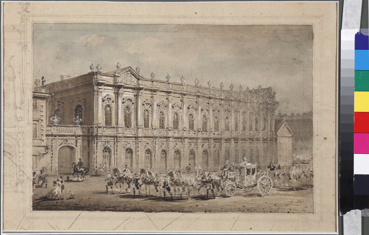 Muzeum soudních kočárů (Muzeum stájí) v Petrohradě, Sadovnikov, Vasilij Semjonovič (1800-1879). Akvarel na papíře od Vasili Semenovich Sadovnikov