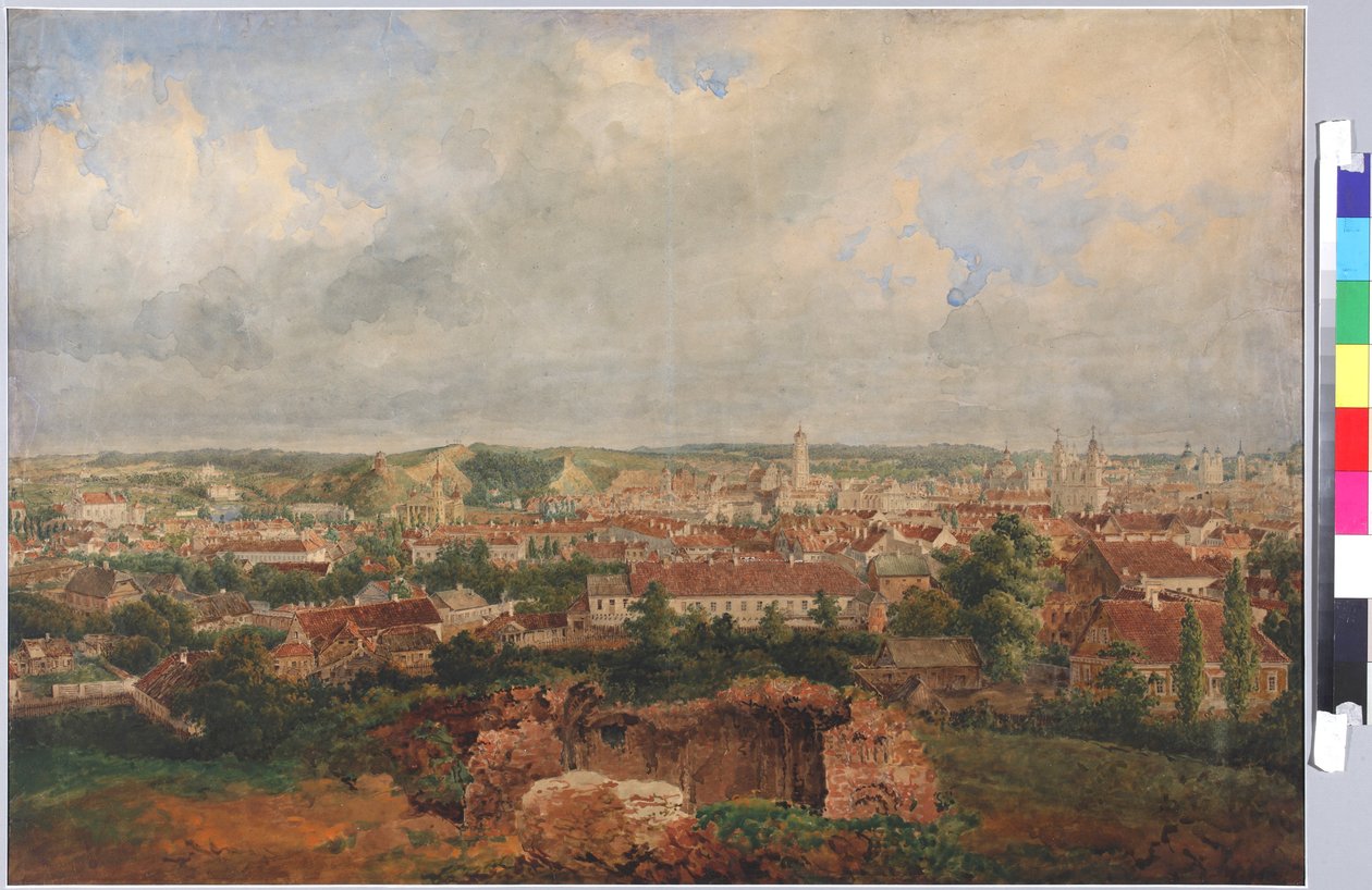 Pohled na Vilnu, Sadovnikov, Vasilij Semjonovič (1800-1879). Akvarel na papíře od Vasili Semenovich Sadovnikov