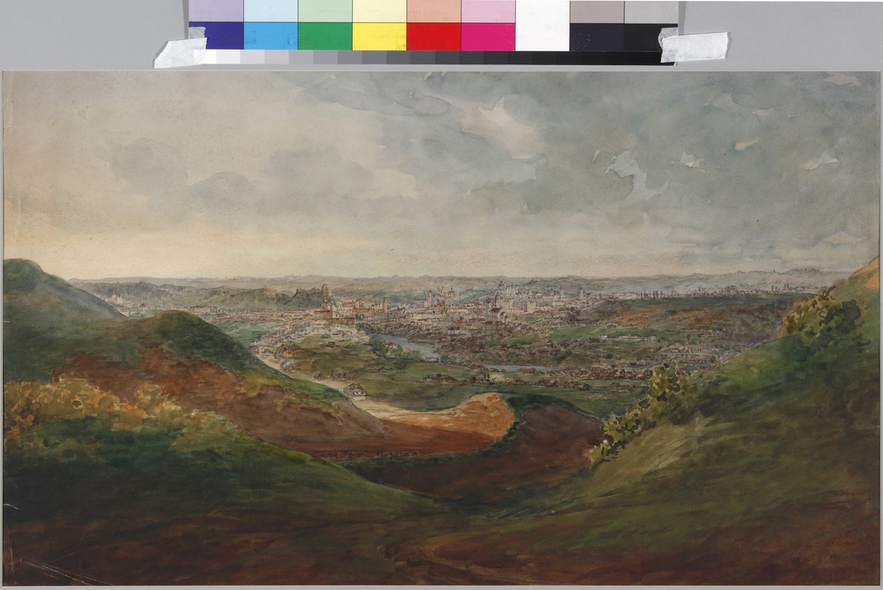 Pohled na Vilnu, Sadovnikov, Vasilij Semjonovič (1800-1879). Akvarel na papíře od Vasili Semenovich Sadovnikov