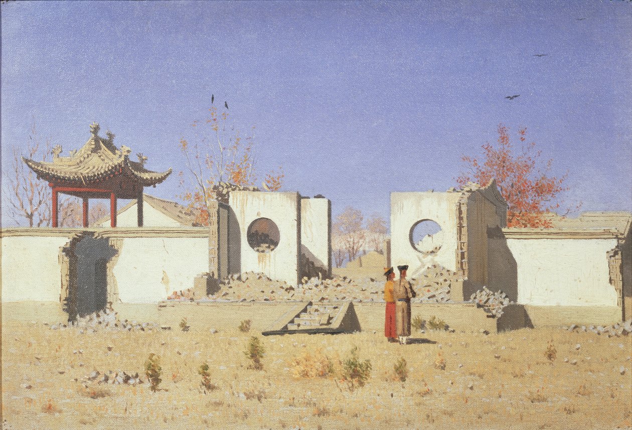 Zřícenina čínského chrámu v Akkentu, 1869-1870 od Vasili Vasilievich Vereshchagin