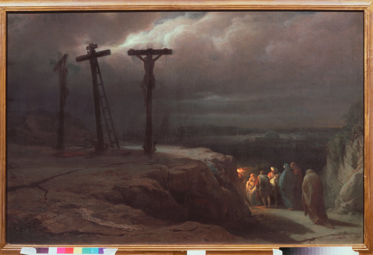 Noc na Kalvárii - obraz Vasilije Petroviče Vereščagina (Vassili Vereščagin) (1835-1909), olej na plátně od Vasili Vasilievich Vereshchagin