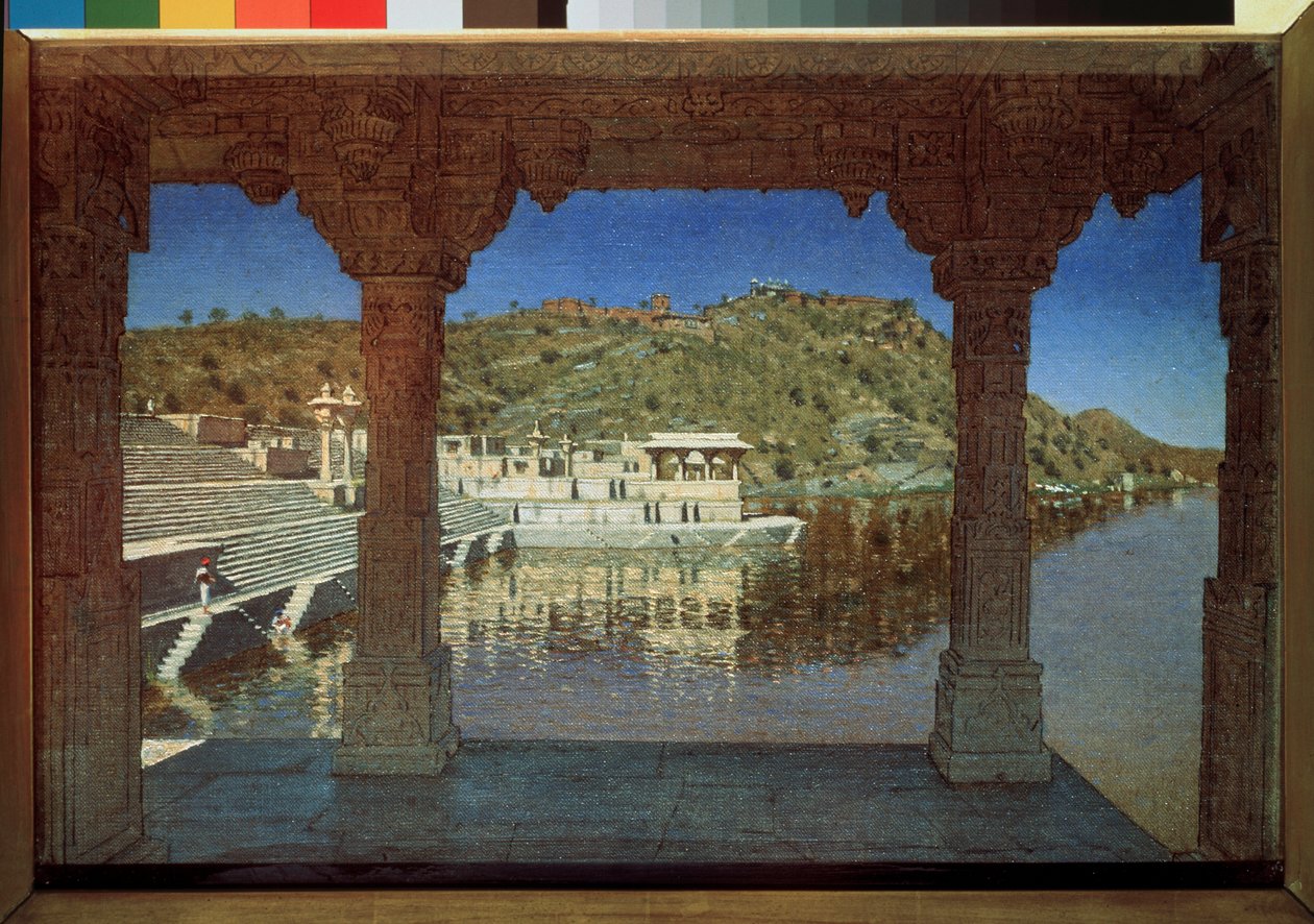 Rádžasthán (Indie), sur le lac a Udaipur (Radžasthán, u jezera v Udaipuru) - obraz Vasilije Vasiljeviče Vereščagina (Vassili Vereščagin) (1842-1904), olej na plátně od Vasili Vasilievich Vereshchagin